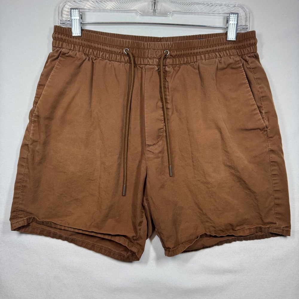 H&M Menswear‎ Slim Fit Cotton Blend Brown Drawstring Shorts - Size Small